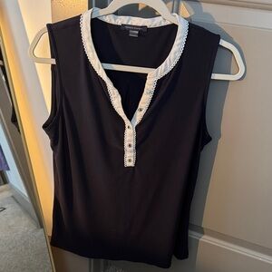 Tommy Hilfiger Navy and White Sleeveless Blouse
